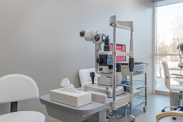 Slit lamp biomicroscope installed in a modern eye clinic